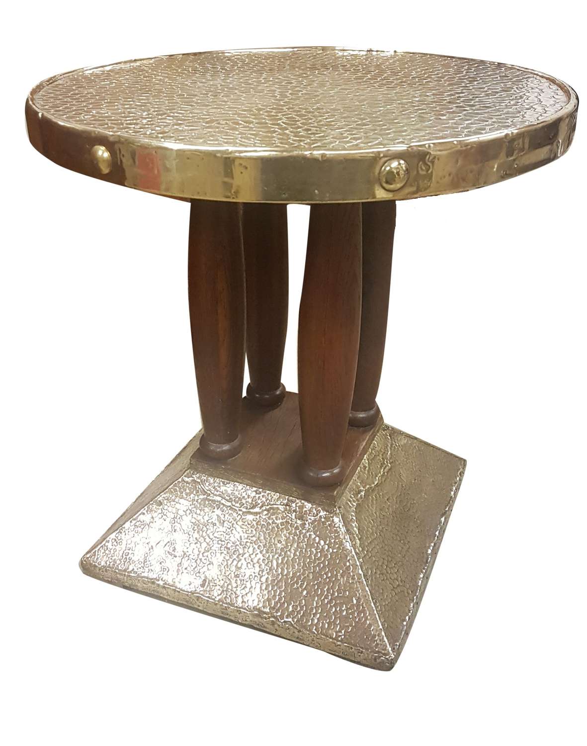 Oak and brass secessionist table in the manner of Josef Hoffmann
