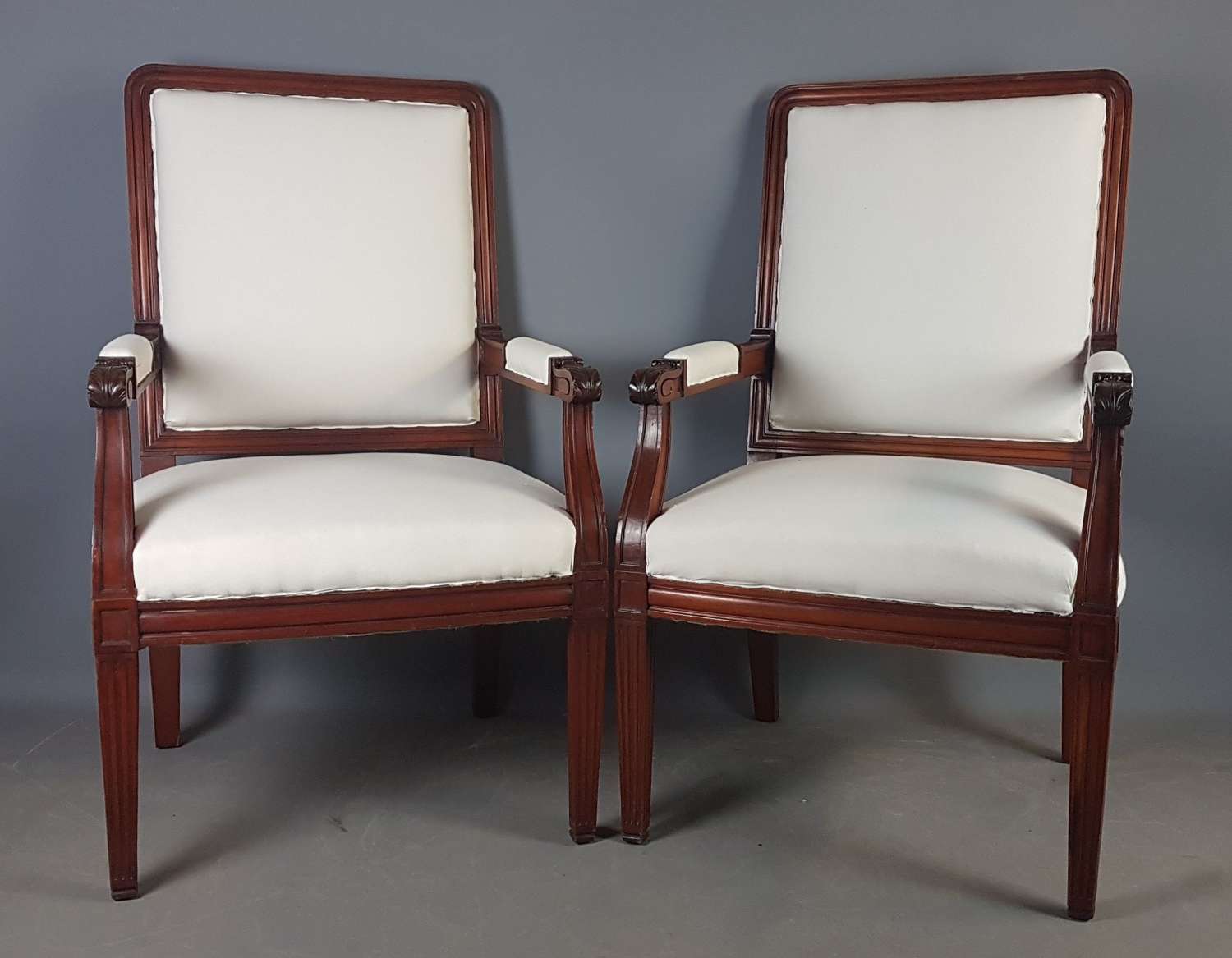 Early 20th Century Red Walnut Carved Irish Armchairs