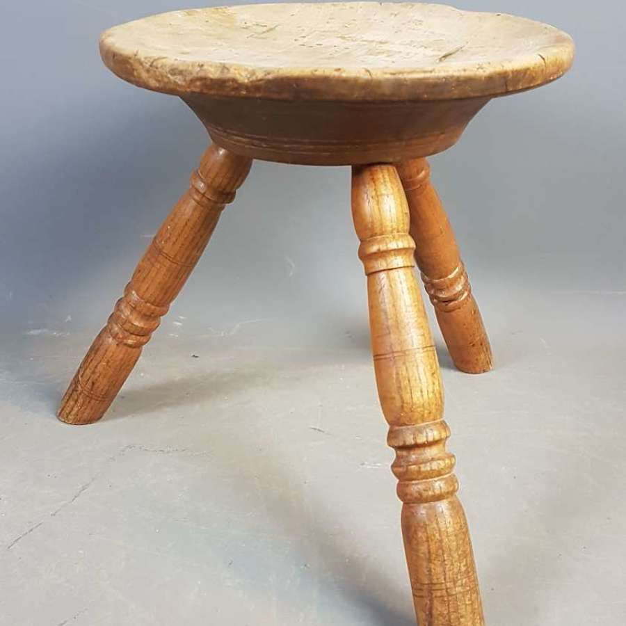 Welsh dairy stool with sycamore cheese top.