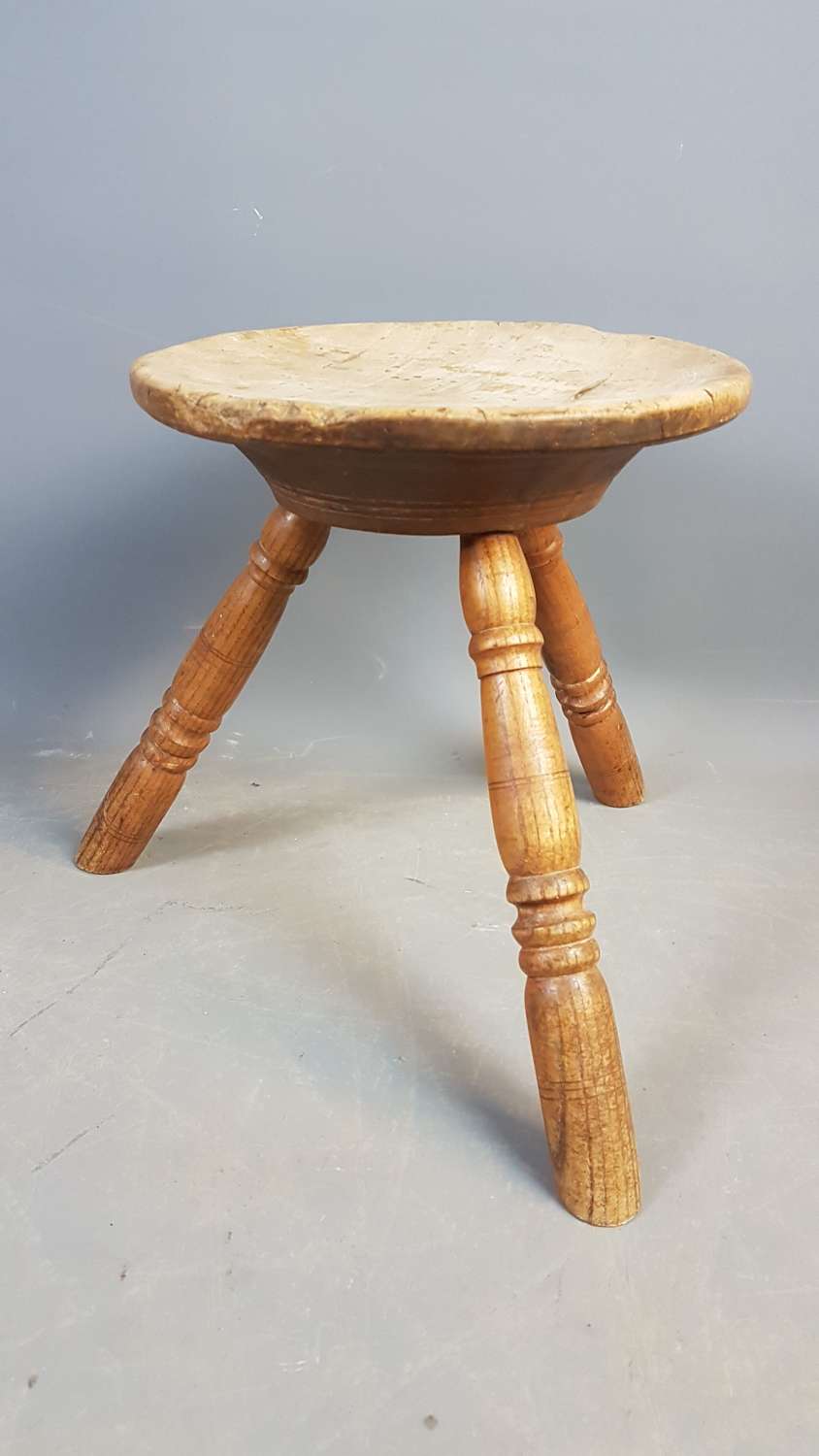 Welsh dairy stool with sycamore cheese top.