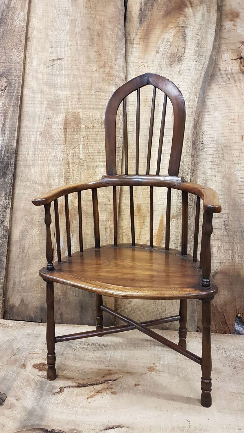 Early Primitive Fruitwood Stickback Chair