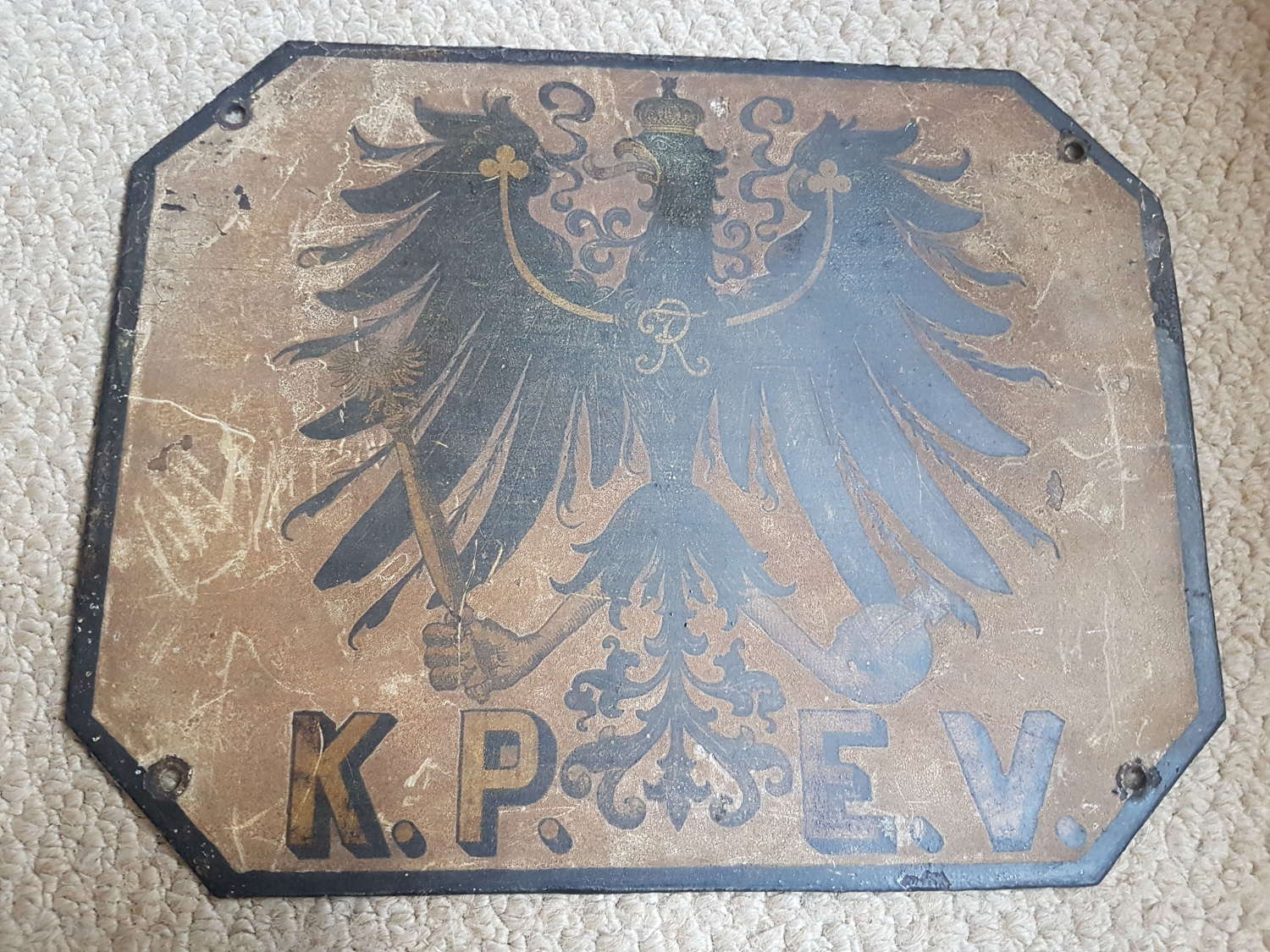 Pre WW1 K.P.E.V Royal Prussian Railways Carriage Shield