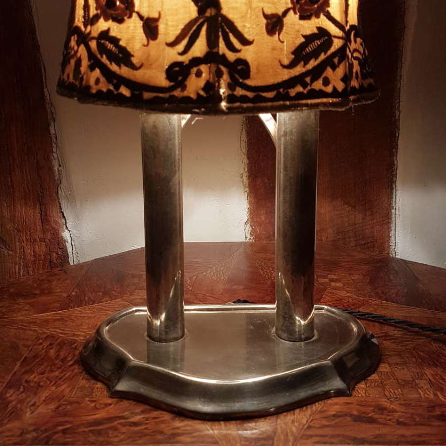 Original Silver Plated Double Students Lamp, 1930's
