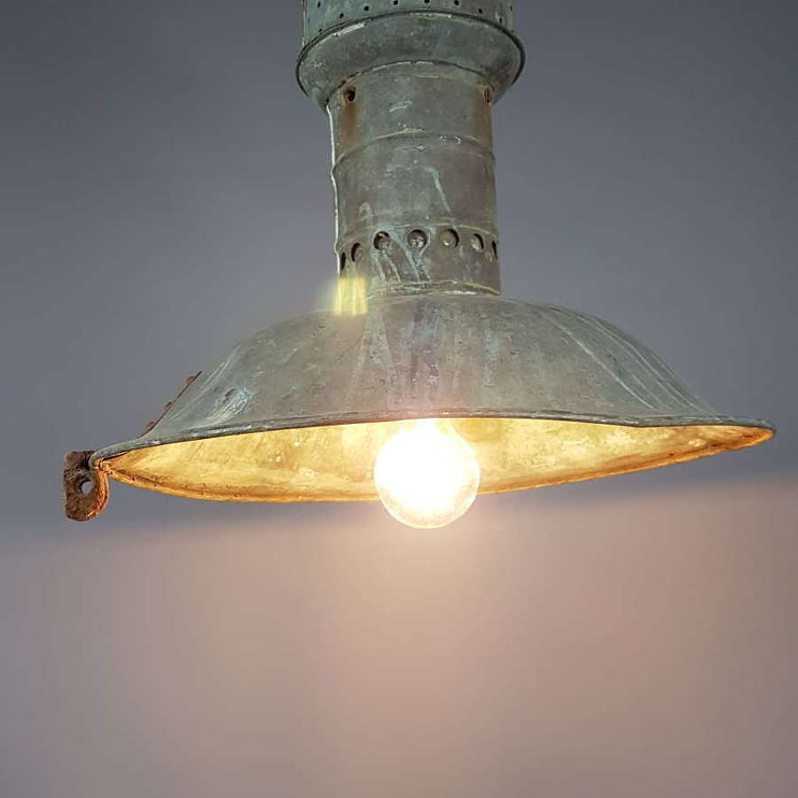 Large Customised Verdigris Copper Light