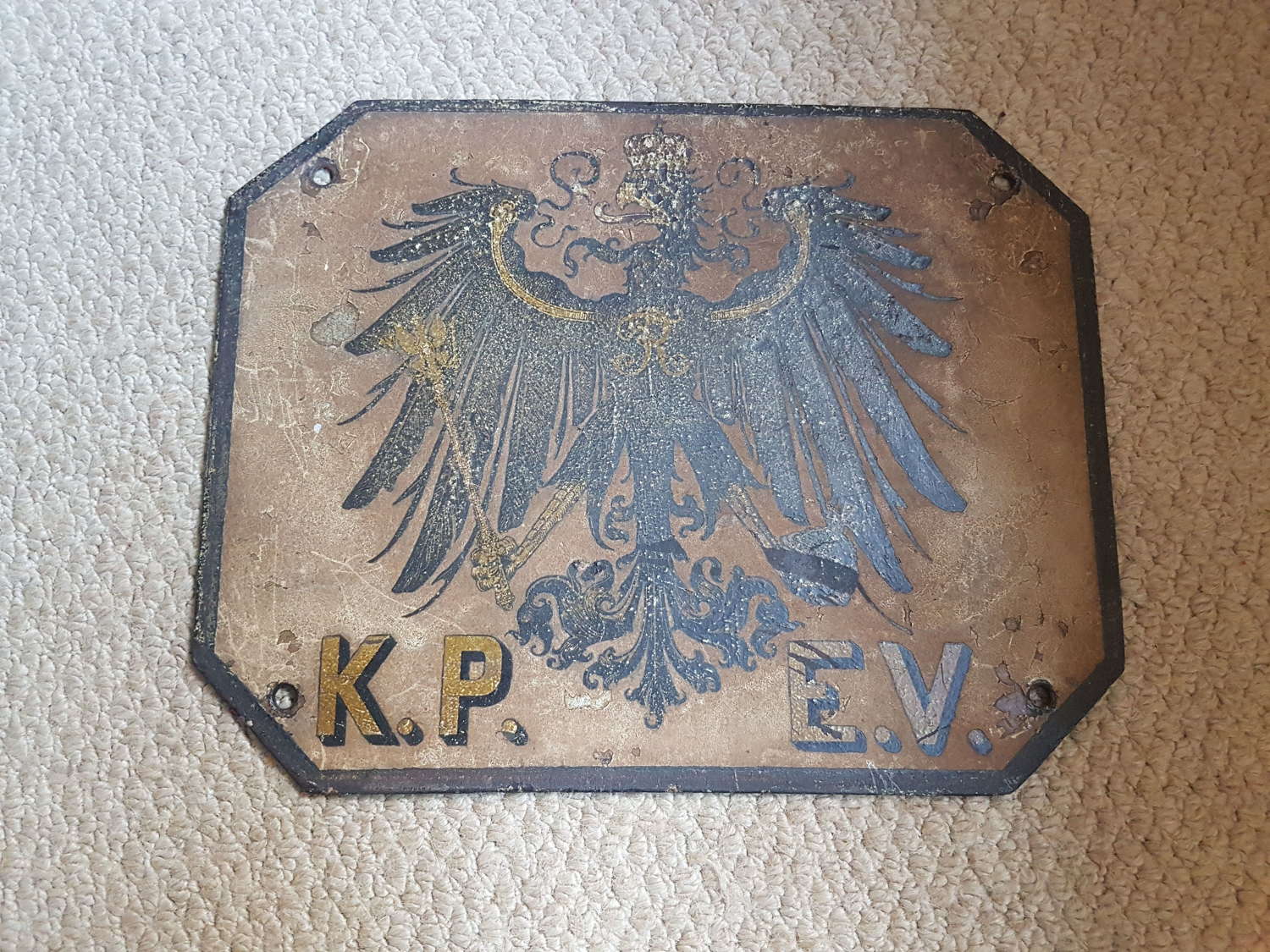 19thC K.P.E.V Royal Prussian Railways Carriage Shield