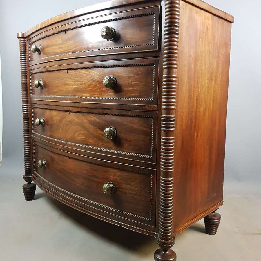 Large William IV Bowfront Chest Of Drawers