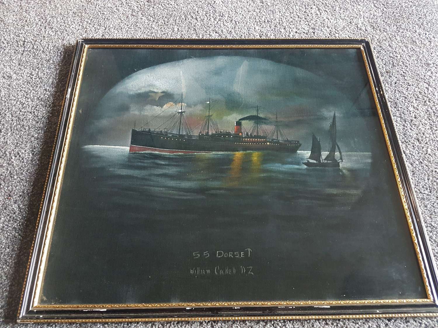 Oil on Velvet by William Cockell of SS Dorset