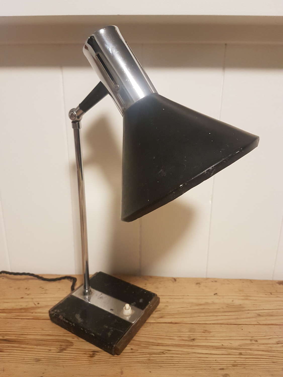 Vintage 1970's Black & Chrome Danish Desk Lamp