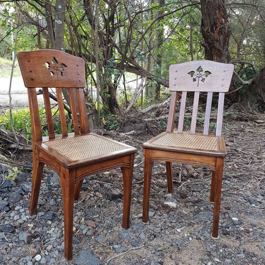 Pair of French Arts & Crafts Oak Chairs